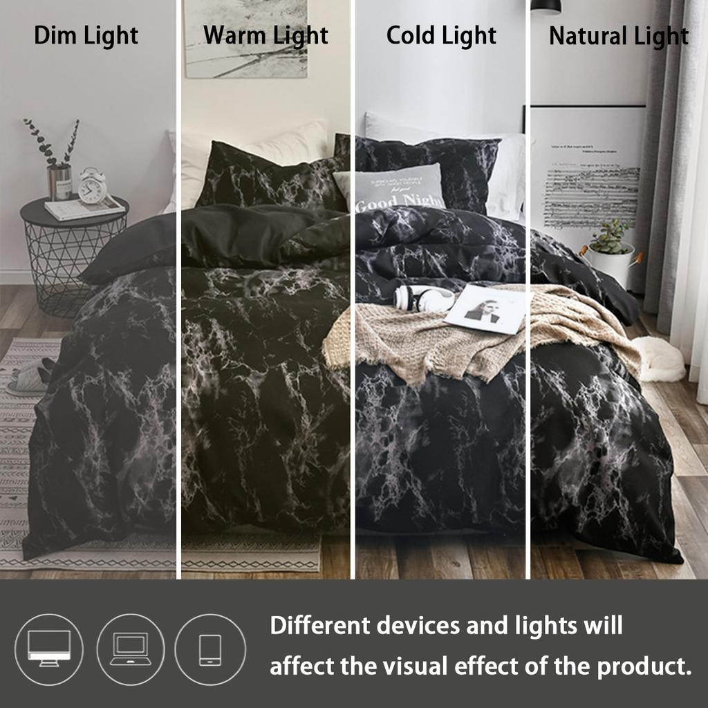 3Pcs Marble Pattern Print Duvet Cover Set, Soft Skin-Friendly Bedding Set Includes 1 Duvet Cover And 2 Pillowcases