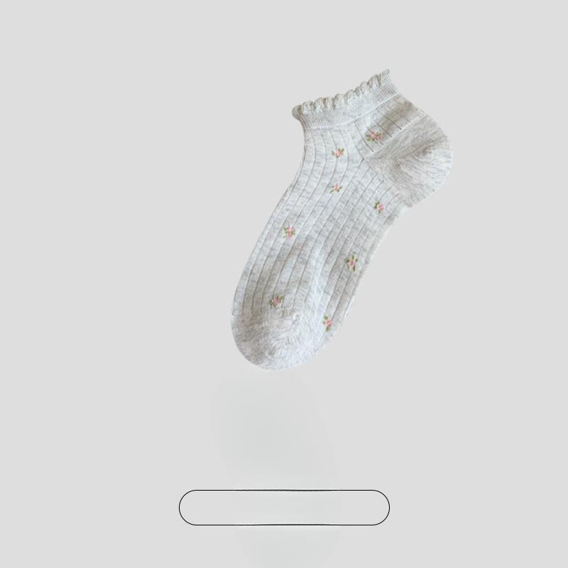 Female Summer Thin Small and Fresh Simple All Match Lace Boneless Boat Socks