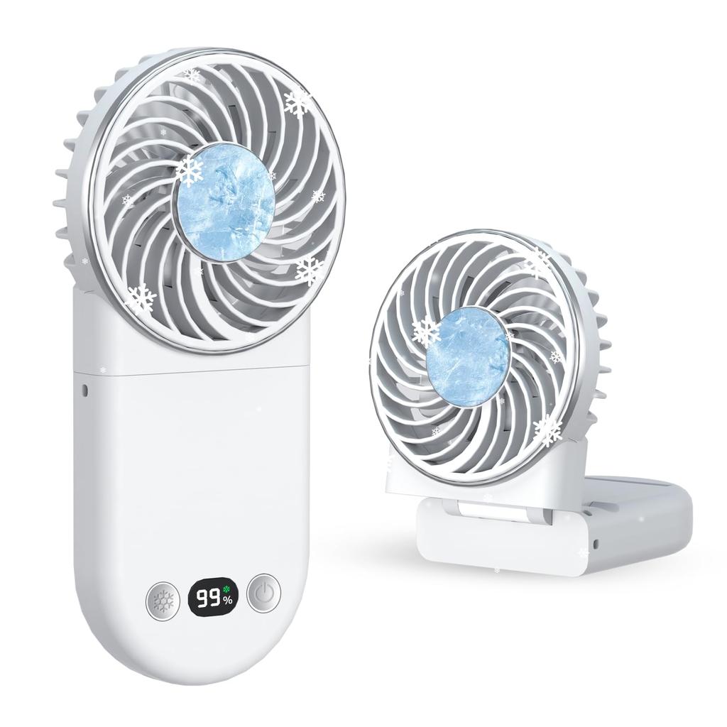 Handheld Fan Summer Cool To the Rapid Powerful Fan with Powerful Portable and Equipped with a Cooling LCD Battery Level Wind Speed Powerful and