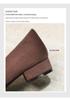 2026 Spring/Summer Suede Chunky Heel Pumps with Square Toe & Rhinestone Buckle