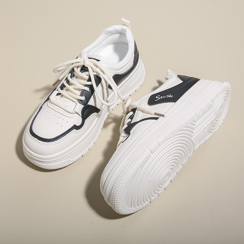 Platform Sneakers Shoes for Women Cute Sweet Solid Colour Womens Sports Shoes Casual Versatile Female Small White Leather