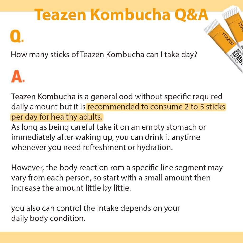 Teazen Kombucha Citron 5g X 10 Sticks Per Box (10 Options)