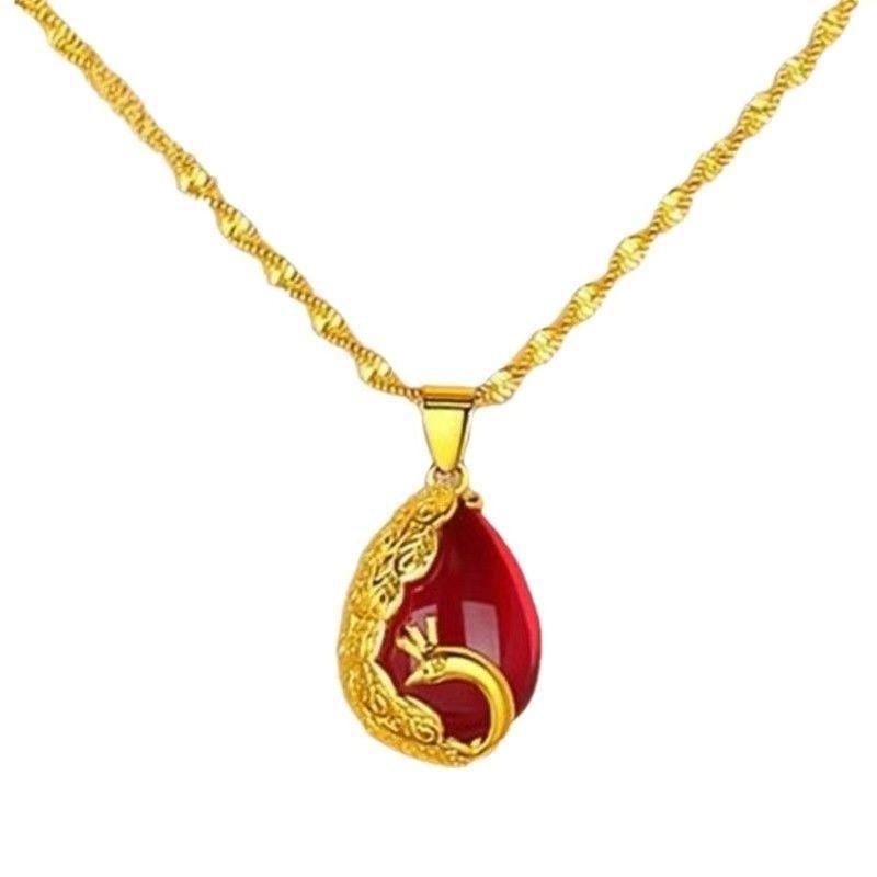 Women s Red Water Drop Pendant Necklace - Peacock & Phoenix Design