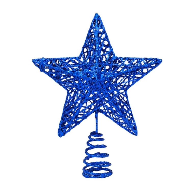 Glimmering Star Christmas Top Decoration 27cm Sparkling Hollowed Metal Star Tree Top For Christmas Tree Ornament