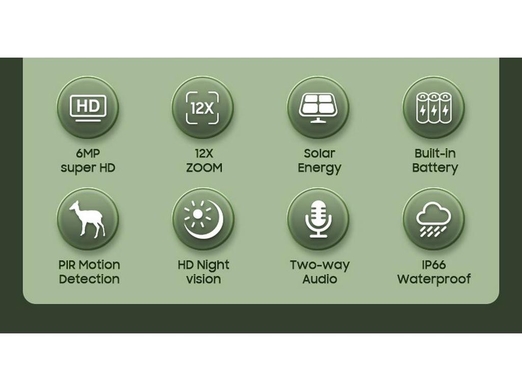 4G Solar-Powered HD 6MP Outdoor Camouflage Camera with 12x Zoom, Night Vision, Waterproof, Off-Grid Monitoring