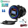 83W Motorcycle Car Charger Socket PD30W Fast Charging 4 Ports USB Type C Outlet Phone Power Adapter with Voltmeter LED Light
