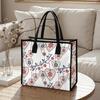 Boho Heart Floral Print Casual Tote Bag for Women Lightweight Shoulder Handbag for Daily Commute Shopping
