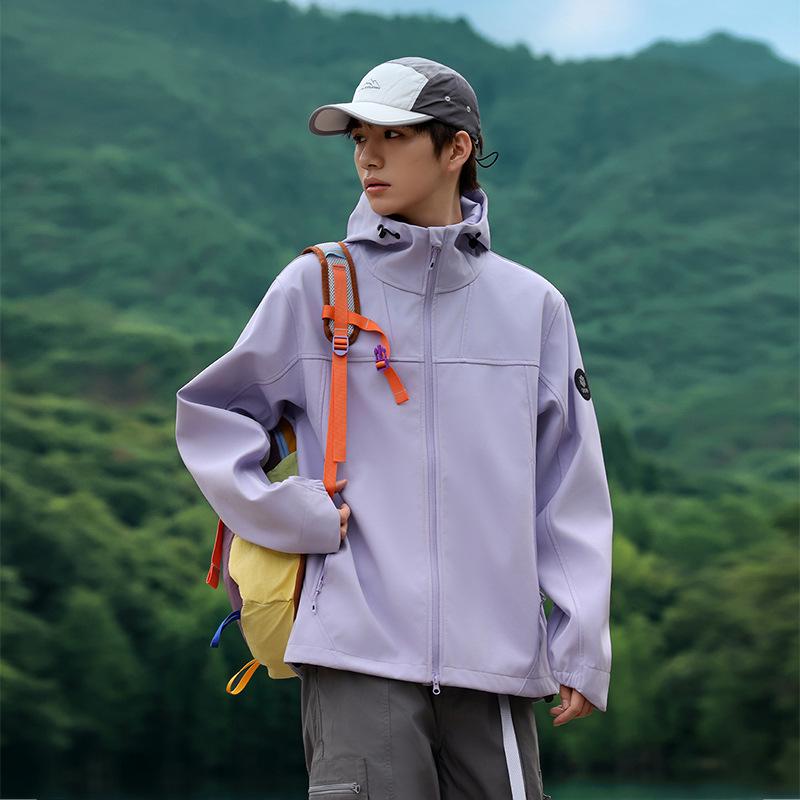 Unisex Windproof Water-Repellent Softshell Jacket: Spring/Autumn Lightweight Outerwear with Custom Logo