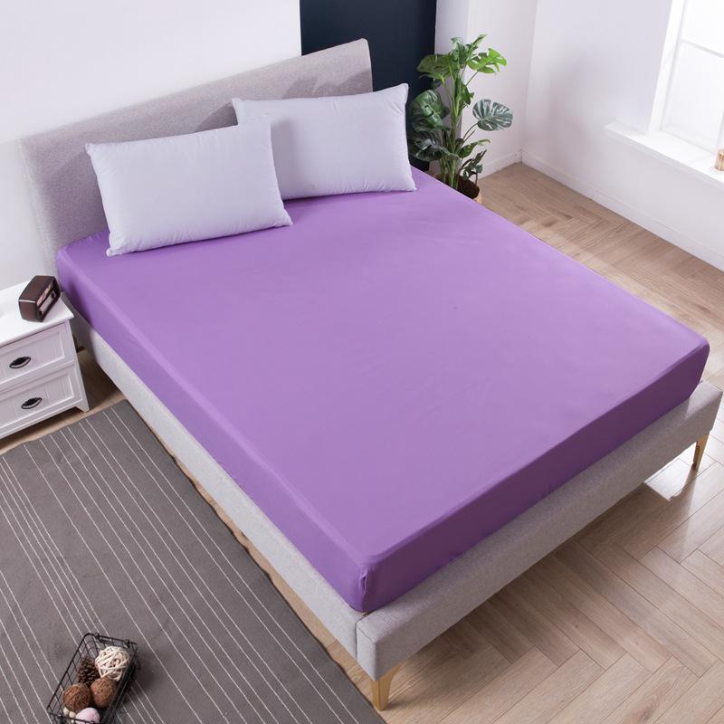 Solid Color Fitted Sheet Breathable Bedsheet Mattress Protective Cover Soft Bedding Non-slip Bed Cover Suitable for Home Master Bedroom Guest Bedroom