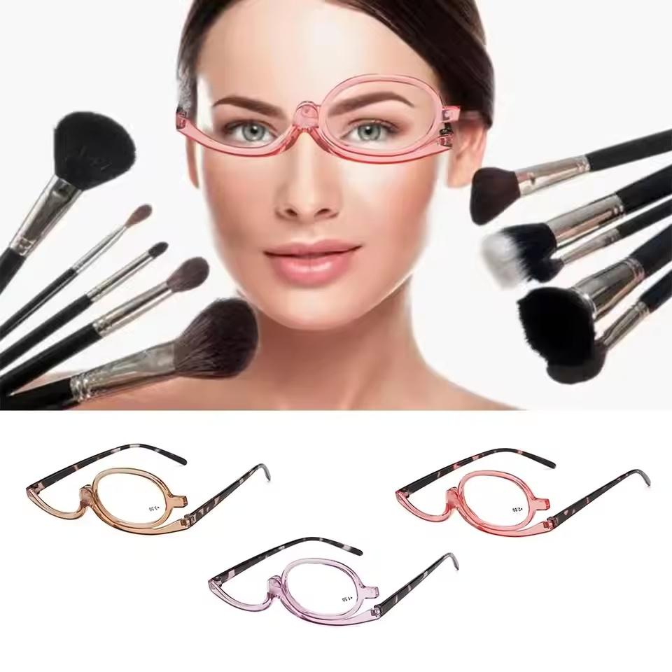 Women Portable Magnifying Rotating Makeup Glasses Flip Down Lenses Colourful Frame Cosmetic Readers Diopter +1.0~+4.0