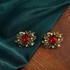 Boucles d'oreilles Puces Tournesol Émail Vintage Goutte d'Huile Boucles d'oreilles Perles Haut de Gamme Boucles d'oreilles Style Cour Médiévale Luxe Léger pour Femmes