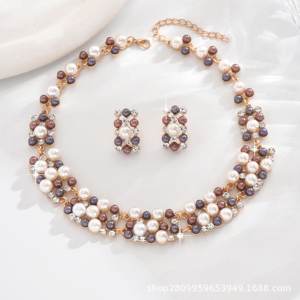 

Комплект ожерелья и серег из имитации жемчуга с прямым дебетом, Свадебные украшения