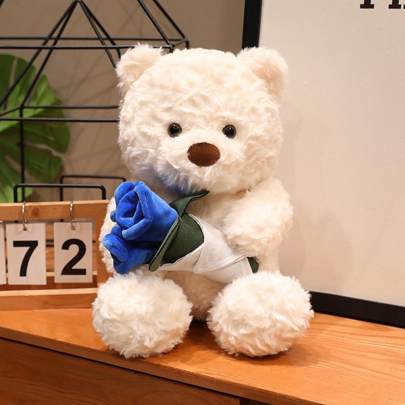 sale 30cm Cartoon Rose Bear Plush Toy Stuffed Valentine's Day Rose Animal Say Love Holding Rose Girlfriend Gift