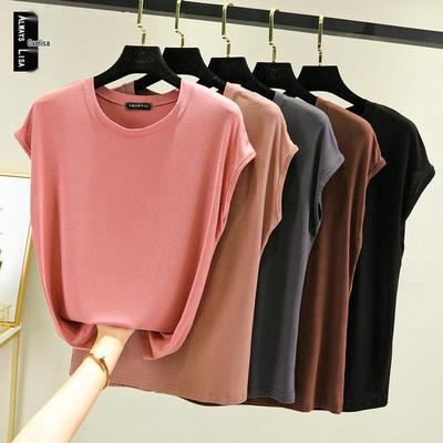 Damski top bez rękawów z wysokim dekoltem z bawełny modalnej - Wszechstronny, Lekki, Plus Size