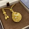 Openwork Cloisonné Gourd Pendant Necklace with 925 Silver and High-Carbon Diamond