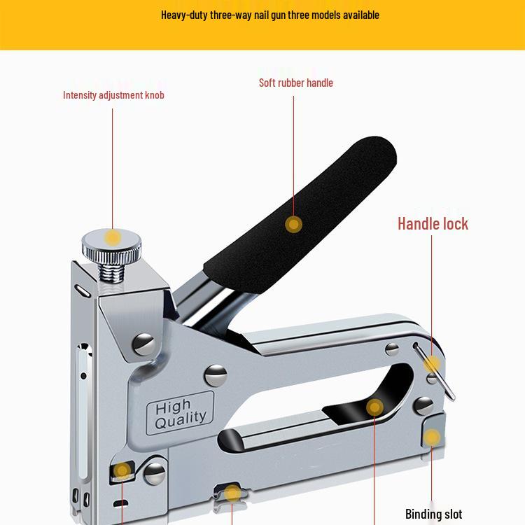 Three-in-One Manual U-Shaped Brad Nailer for Carpentry and Home Use