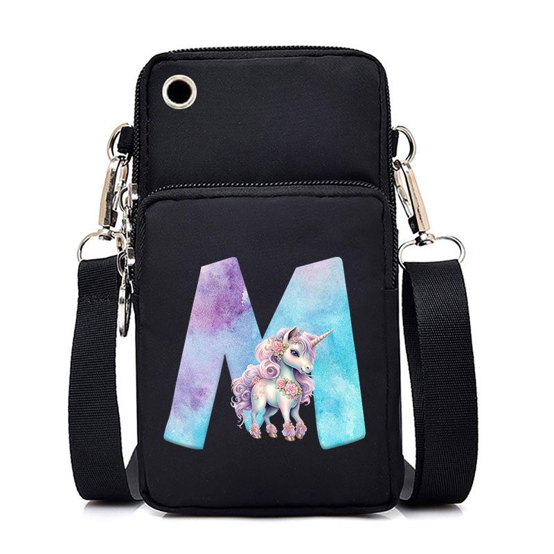 Sac de téléphone portable à imprimé lettre Licorne Léger à transporter Sac bandoulière multifonction