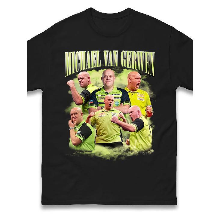 Discount 100% T Shirts Short Sleeve Gift O-Neck Mens 1pc Michael Van Gerwen Shirt with MVG & Darts Star Merch - Breathable Fan Apparel for Darts S белый