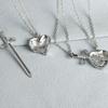 Matching Love Necklace Heart With Rapier Charm Alloy Couples Jewelry For Him Her Gift For Valentines Day