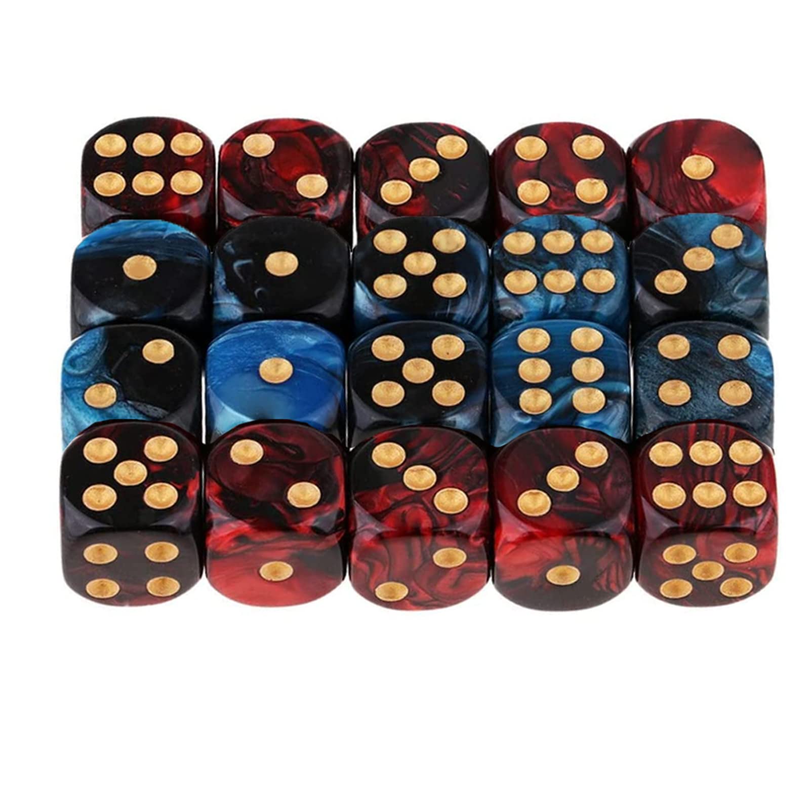 

Samcos Многогранный набор из 2 красивых игровых кубиков D6 Blend для настольных карточных игр, 16 мм, красные, черные кубики, кубики, 20, цвета, кубики, цвет, детали,