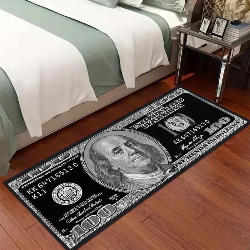 US Dollar Bill Print Carpet - Creative Money Design Floor Mat for Living Room Entrance Foyer Decor with Currency Pattern