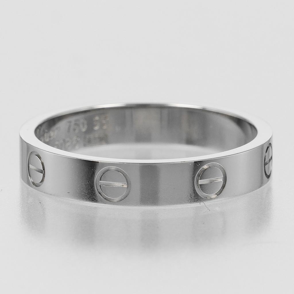CARTIER Love Small Model Ring K18 white gold #7.6(US Size) 4.5g Women Used