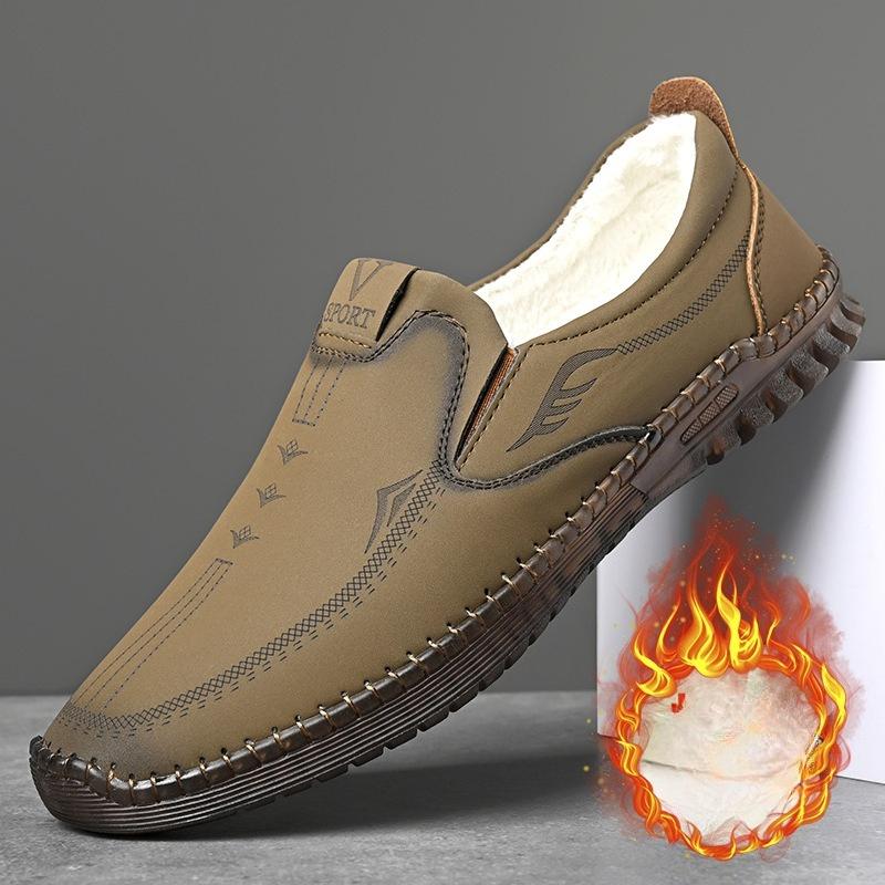 

Middle-aged and Elderly Dad Shoes Comfortable Non-slip Slip-on Casual Leather Shoes Fashionable Retro Lazy Shoes 44