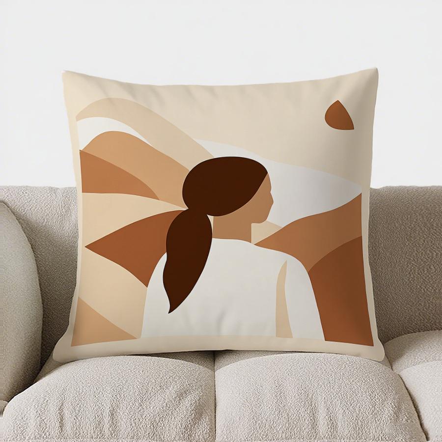 Home Decor Abstract Woman Silhouette Geometric Pattern Pillow Pattern Cushion Cover Suitable For Sofa Bedroom Car Pillow Cover