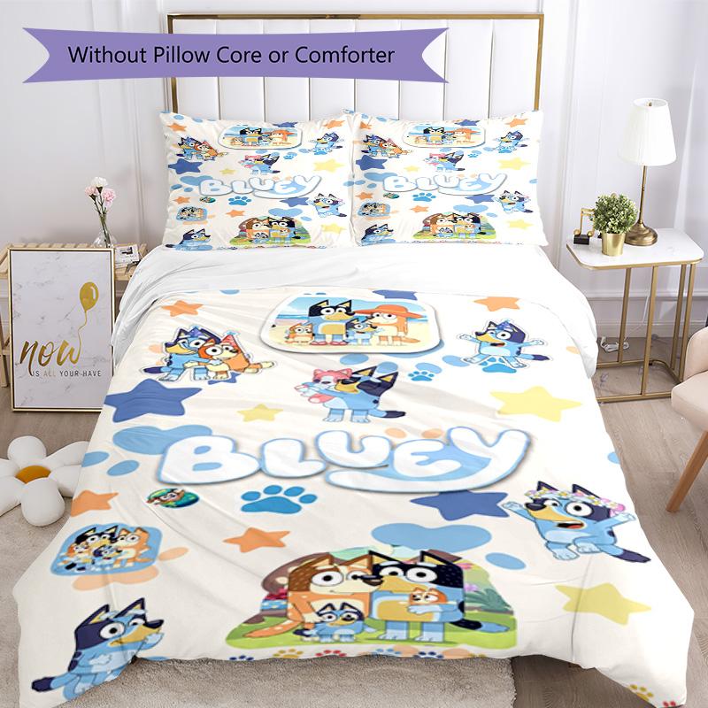 Bluey Bedding Set Breathable Duvet Cover with Pillowcases Decorative Bed Linen for Bedroom Home Decoration Birthday Gift
