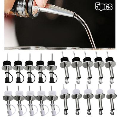 5Pcs Stainless Steel Wine Wine Olive Oil Stopper Bottle Pourer Dispenser Spout