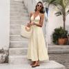 New hot-selling bohemian vacation style shell decoration V-neck neck halter cake dress