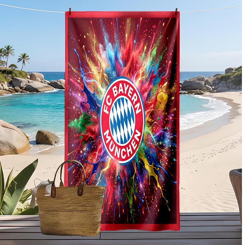 Asciugamano da Spiaggia Stampato Bayern Monaco Asciugamano Morbido ad Asciugatura Rapida Coperta da Spiaggia Rettangolare Grande Portatile per Viaggi Piscina