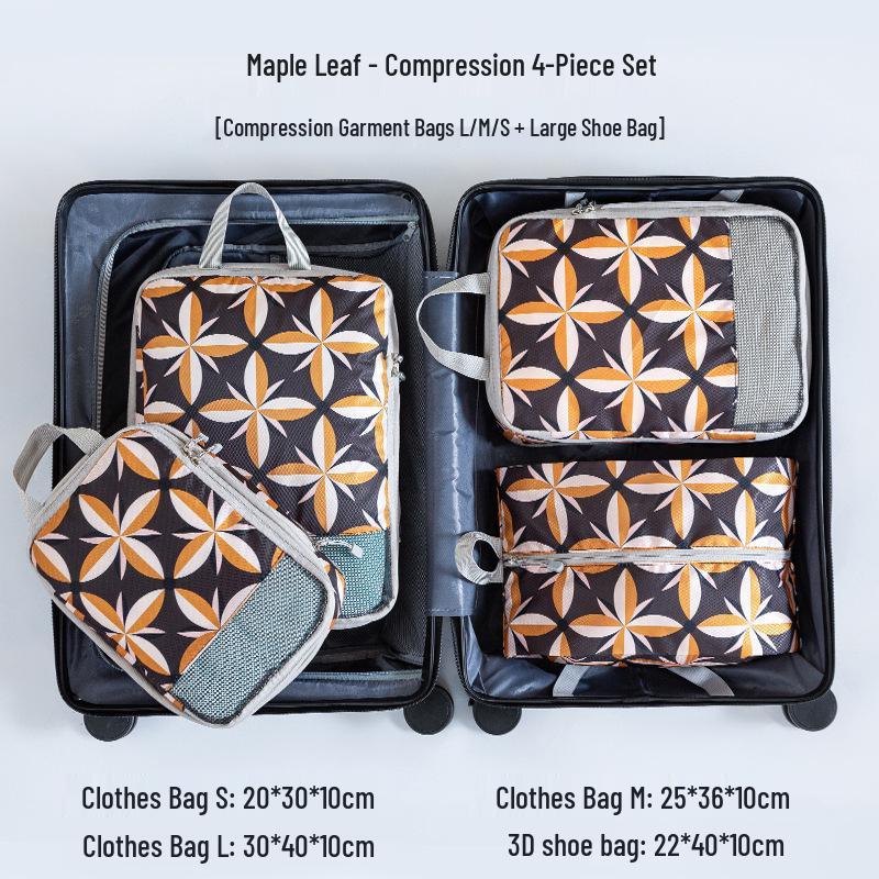 

High-Quality Printed Compression Travel Storage Bag Set for Clothes 4-piece Compression Set with Visual Window