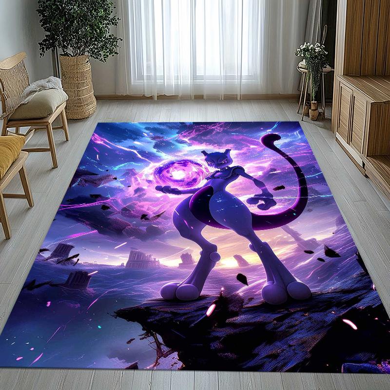 Kawaii Pokemon Pikachu Cartoon Living Room Non-Slip Area Rug Soft Carpet for Bedroom Kids Playroom Sofa,Home Decor Doormat Gift