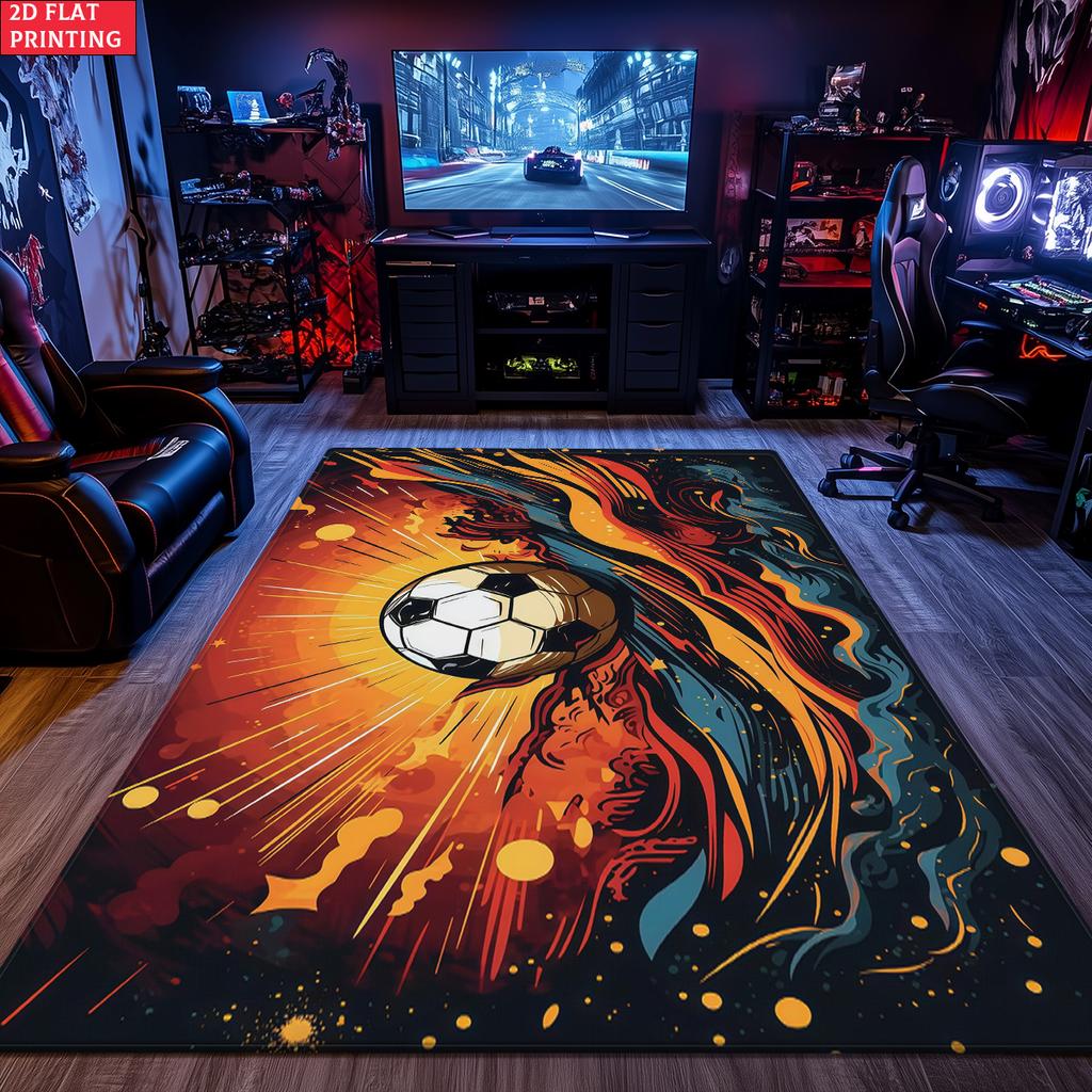 Vintage Retro Soccer Large Room Carpet Non Slip Cartoon Kids Bedroom Living Room Floor Mat Home Decor Children's Play Carpet