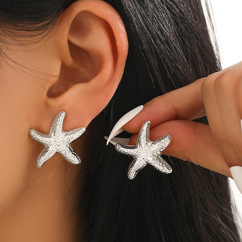 Vintage Starfish Earrings Minimalist Ocean Style Earrings Beach Holiday Stud Earrings  for Women