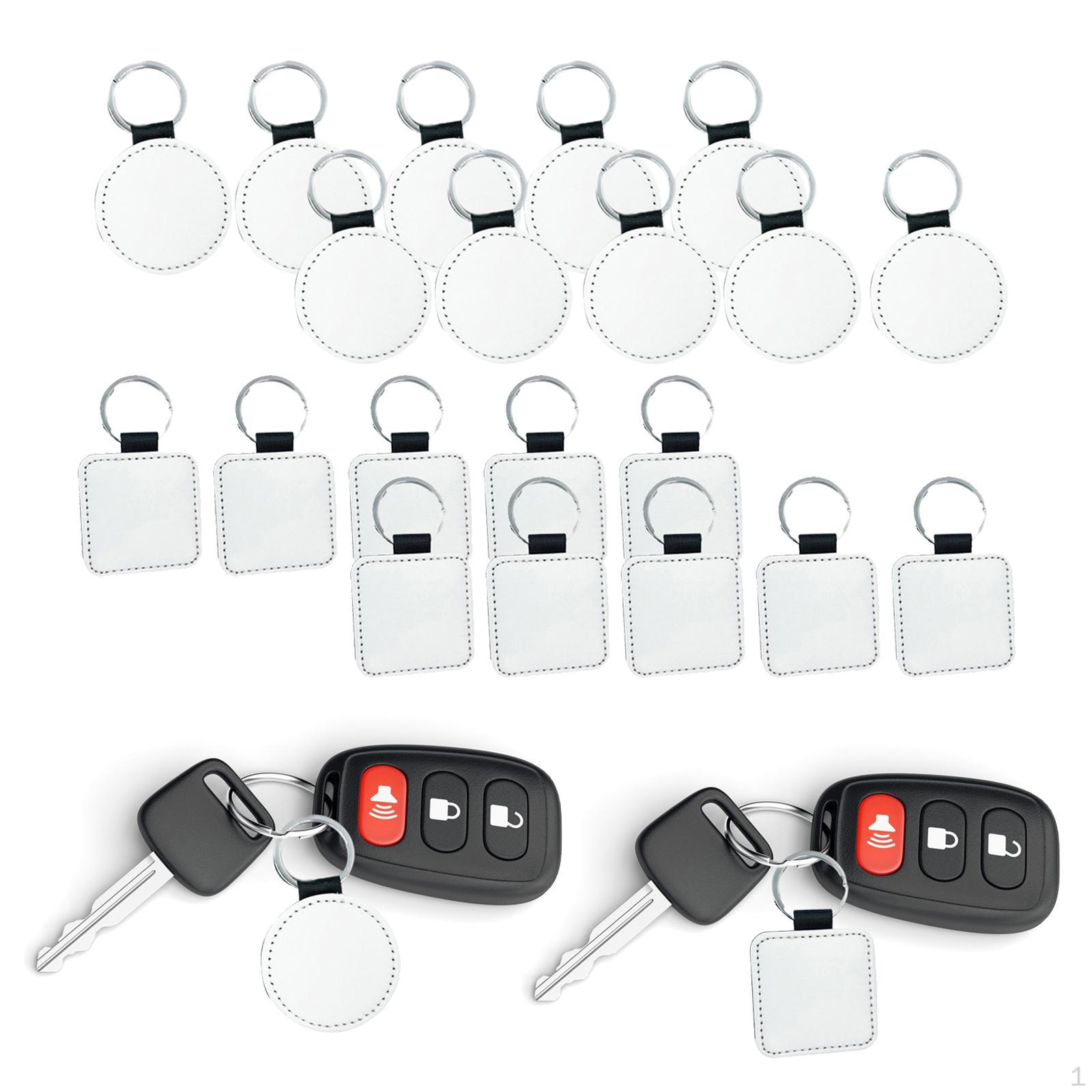 

20 шт. ПУ кожа пустой брелок ремесло шарм термоперенос кольца для ключей брелок подарок для изготовления