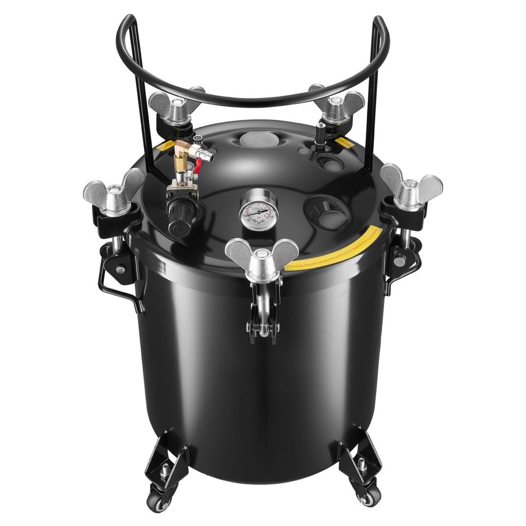 Pressure Pot Paint Tank, 40 L Heavy Duty Steel Pressure Pot Tank, Spray Paint Pressures Pots with Three Quick-Connect Couplers for Home Use, DIY, Art