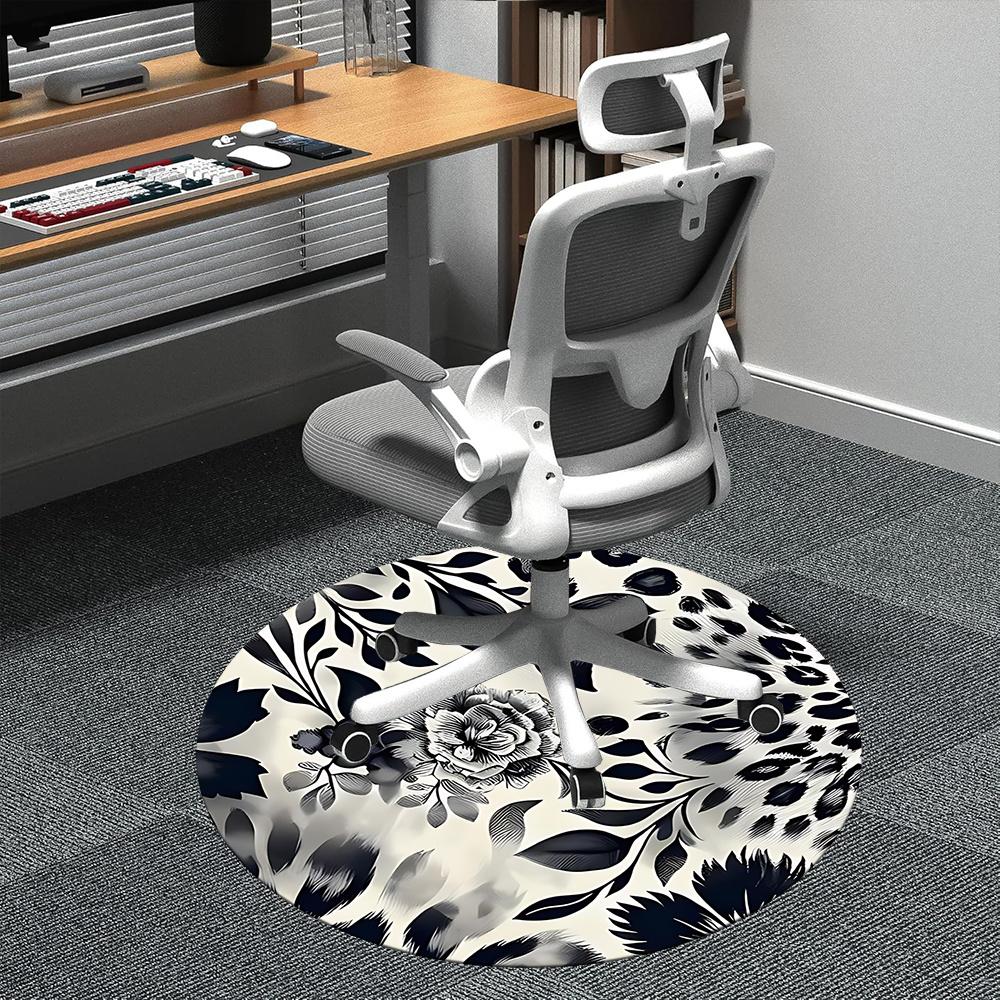 

1 шт. Круглый ковер с леопардовым цветочным узором для офиса, комнатный коврик, подходящий для офиса, под офисные кресла, спальни, гостиной, домашнего декора, декорирования комнаты 009 80cm by 80cm