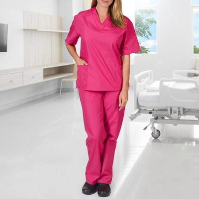 Verpleegstersuniform Medisch pak V-hals Verpleeguniform Salon Spa Dierentrimmer Instelling Werkkleding Effen Kleur Korte mouw Tops Broekset