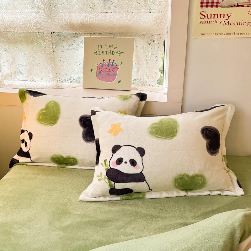 Thickened Milk Fleece Four-Piece Set Cartoon Coral Fleece Quilt Cover Fleece Bedding Flannel Sheets