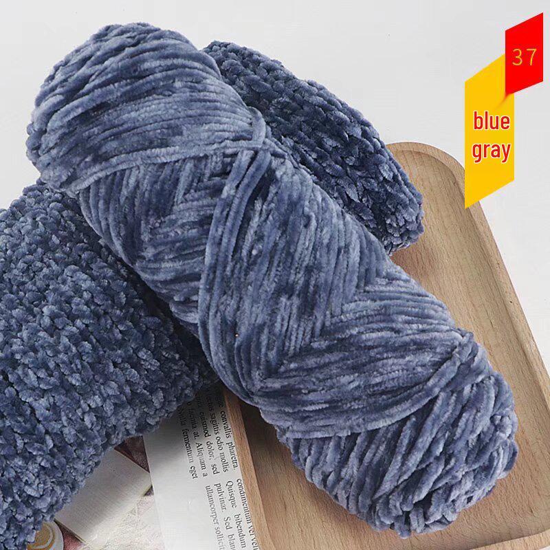 Chenille Golden Silk Velvet Yarn Ball - Medium Thick Glossy Yarn for Hand Knitting and Crochet Slippers.