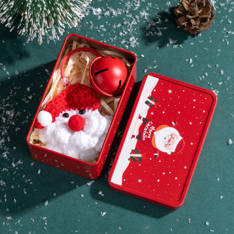 1 Pcs Decorations Knitted Claus Flower Ring Hanging Ornaments Tree Decorations Photo Props Children's Small Gifts