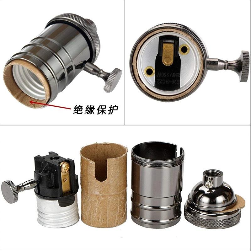 Suport lampă vintage Cablu Suport lampă Comutator cu buton Accesorii de iluminat Edison Vintage Suport lampă din cupru E27 Bar Restaurant