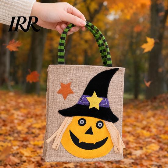 Biodegradable Halloween Bags Trick or Treat Bags, Kids Candy Non Woven Pumpkin Ghost Bat Tote, Reusable Goodie Spooky Party Favor Gift