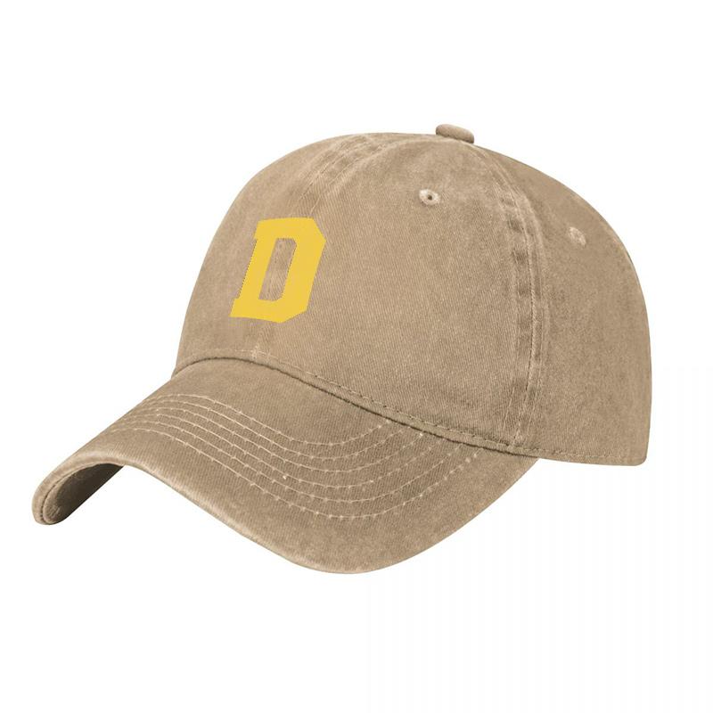 D Letter Logo Washed Canvas Baseball Cap Unisex Adjustable Fit Vintage Style Outdoor Sun Protection Hat for Unisex and Women