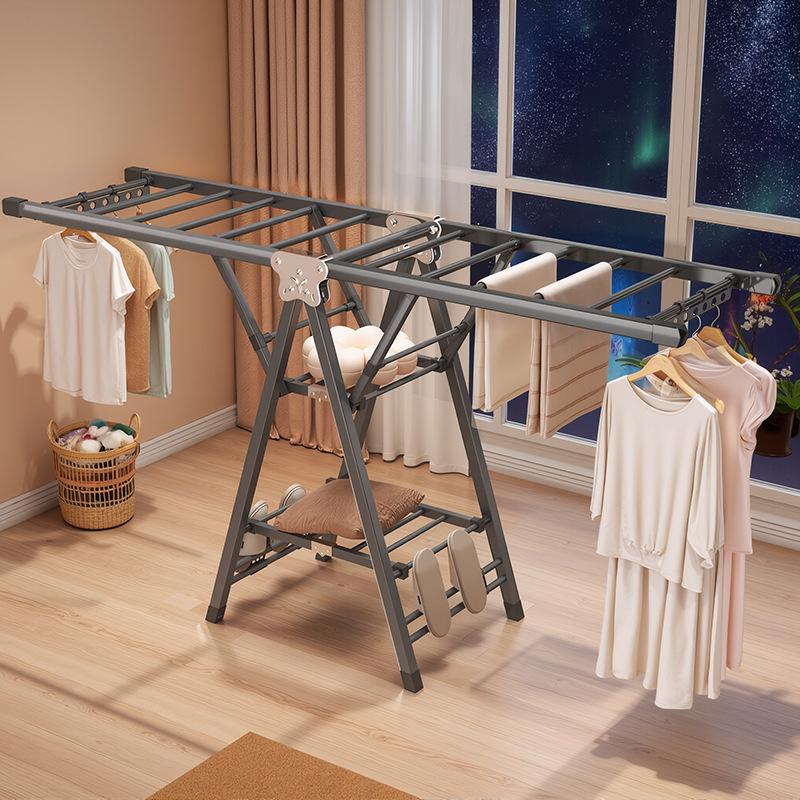 Adjustable Foldable Clothes Drying Rack for Indoor/Outdoor Use - Ideal for Bedroom, Balcony, and Baby Items.
