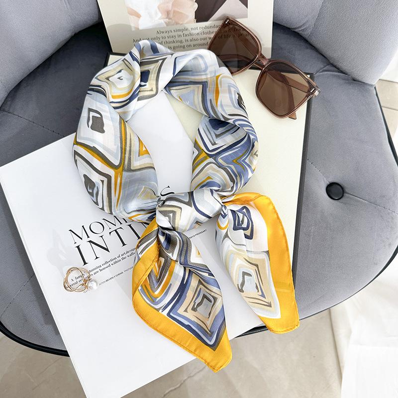 

Современный стиль абстрактная мода 70 маленький квадратный платок геометрический квадратный тренд сочетания цветов принт шелковый платок профессиональный платок 70*70