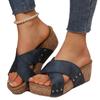 Large size wedge heel cross with sandals women's new wedge heel fish mouth women's shoes