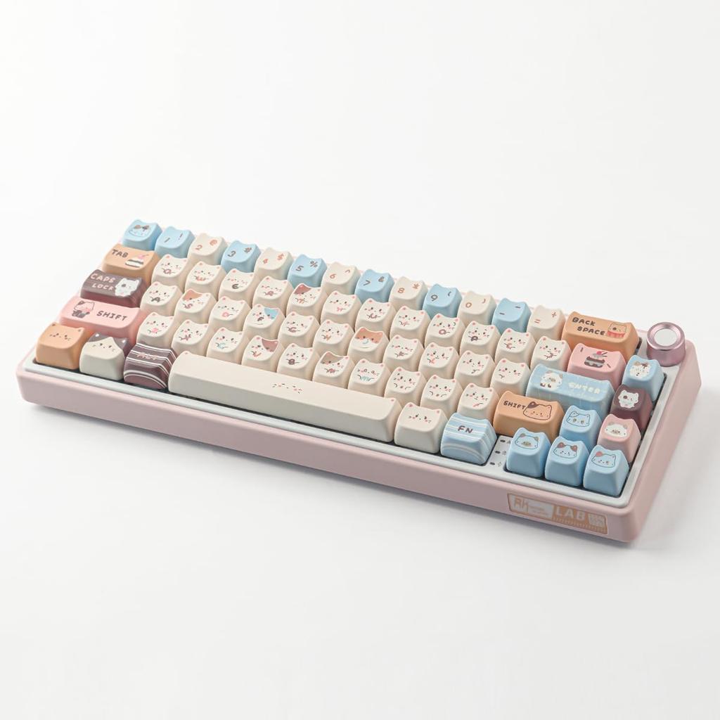 TYRIXKI PBT Keycaps 142 Keys Cute Keycaps Sublimation Sea Salt Cat Keycaps Mao Profile Custom Keycaps for Cherry Gateron MX Switches Mechanical